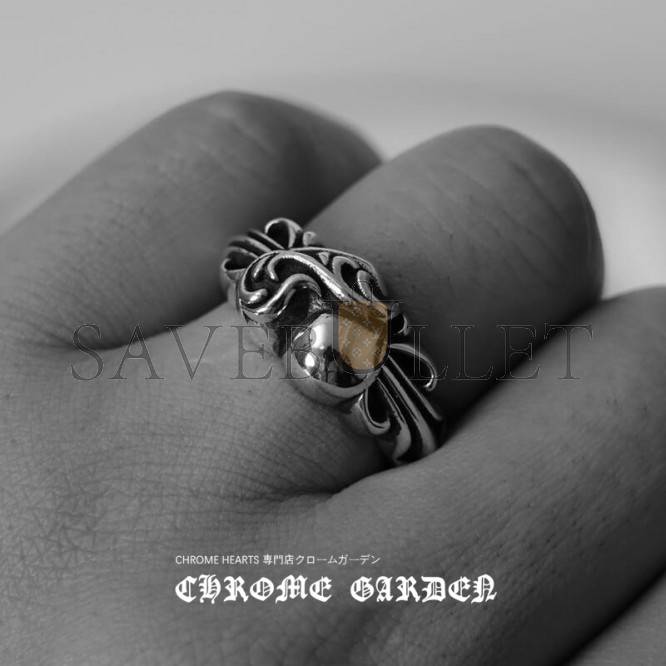 CHROME HEARTS FLORAL CROSS HEART RING