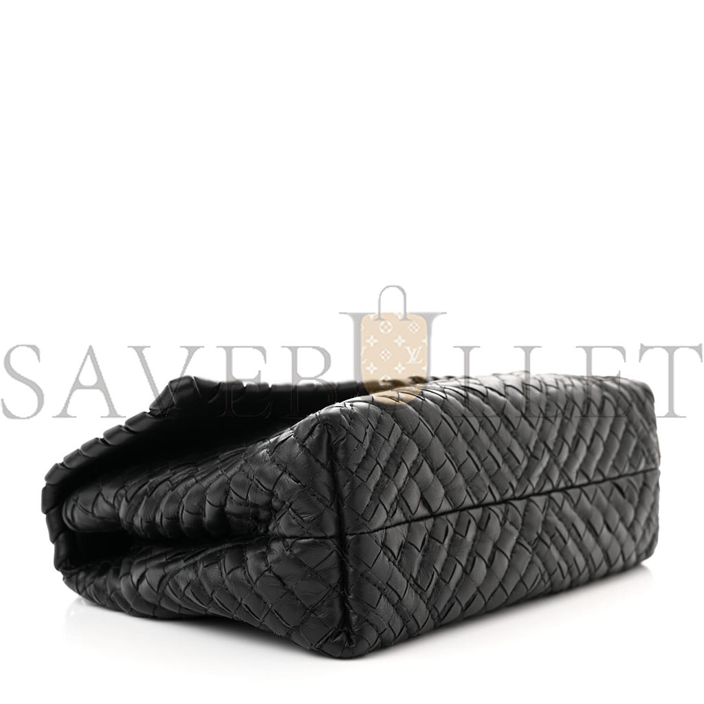 BOTTEGA VENETA NAPPA INTRECCIATO BABY OLIMPIA SHOULDER BAG BLACK (23*17*8cm)