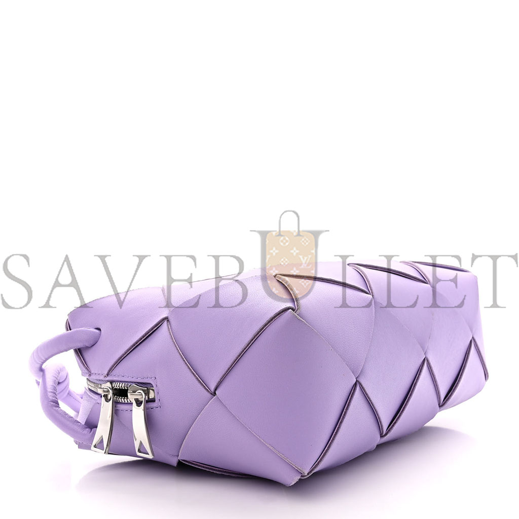 BOTTEGA VENETA LAMBSKIN MAXI INTRECCIATO SMALL CASSETTE CAMERA BAG WISTERIA  (22*14*7cm)