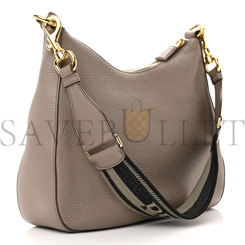 PRADA VITELLO DAINO HOBO CLAY GREY (30*25*8cm)