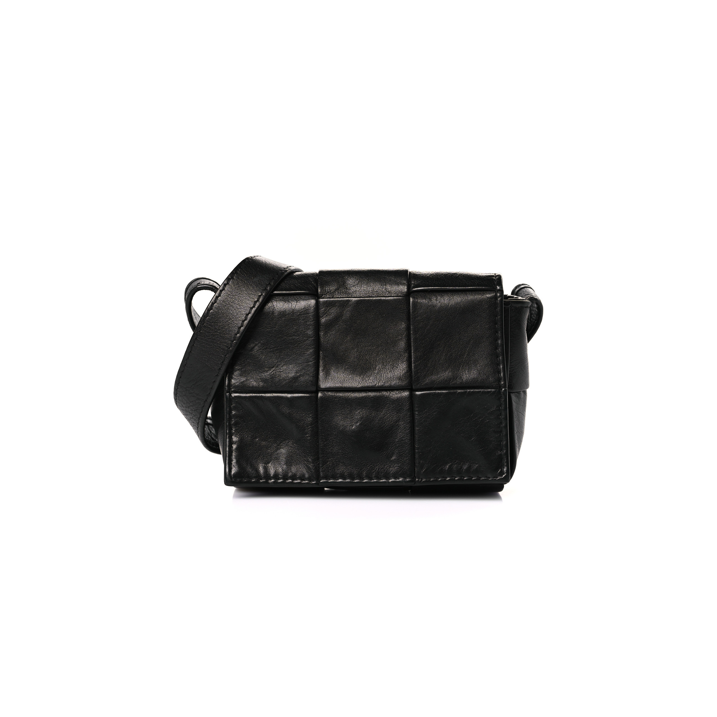 BOTTEGA VENETA PAPER CALFSKIN MAXI INTRECCIO EXTRA MINI CASSETTE CROSSBODY BAG BLACK (13*9*5cm) BOTTEGA VENETA PAPER CALFSKIN MAXI INTRECCIO EXTRA MINI CASSETTE CROSSBODY BAG BLACK (13*9*5cm)