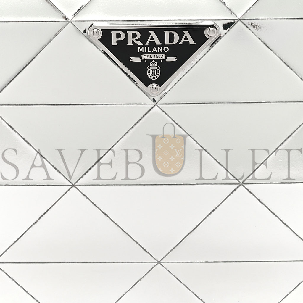 PRADA METALLIC BRUSHED CALFSKIN MINI TRIANGLE BAG SILVER (20*12*4cm) PRADA METALLIC BRUSHED CALFSKIN MINI TRIANGLE BAG SILVER (20*12*4cm)