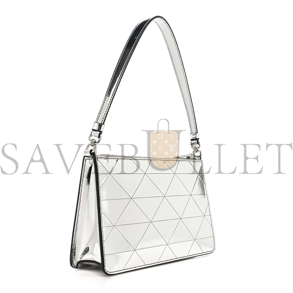 PRADA METALLIC BRUSHED CALFSKIN MINI TRIANGLE BAG SILVER (20*12*4cm) PRADA METALLIC BRUSHED CALFSKIN MINI TRIANGLE BAG SILVER (20*12*4cm)
