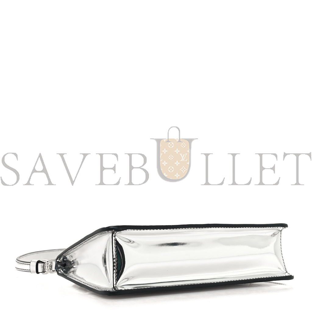 PRADA METALLIC BRUSHED CALFSKIN MINI TRIANGLE BAG SILVER (20*12*4cm) PRADA METALLIC BRUSHED CALFSKIN MINI TRIANGLE BAG SILVER (20*12*4cm)