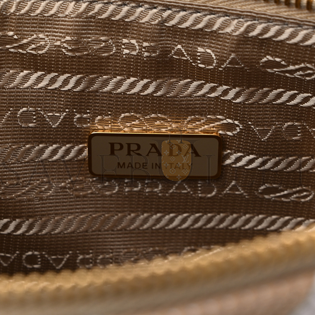 PRADA JACQUARD TRIANGOLO SYMBOLE EMBROIDERED MINI TRIANGLE SHOULDER BAG BEIGE CHALK WHITE (27*15*6cm) PRADA JACQUARD TRIANGOLO SYMBOLE EMBROIDERED MINI TRIANGLE SHOULDER BAG BEIGE CHALK WHITE (27*15*6cm)