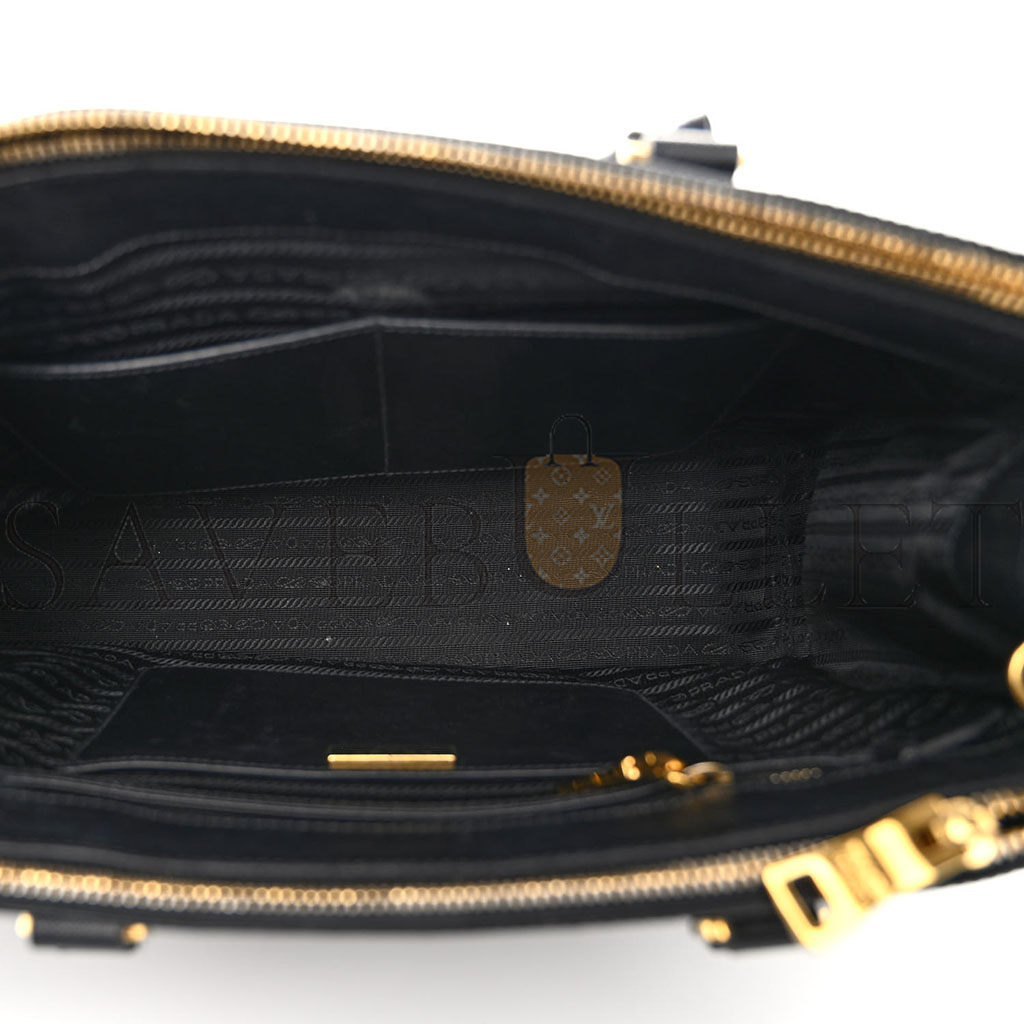 PRADA SAFFIANO MEDIUM GALLERIA DOUBLE ZIP TOTE BLACK (32*20*14cm) PRADA SAFFIANO MEDIUM GALLERIA DOUBLE ZIP TOTE BLACK (32*20*14cm)