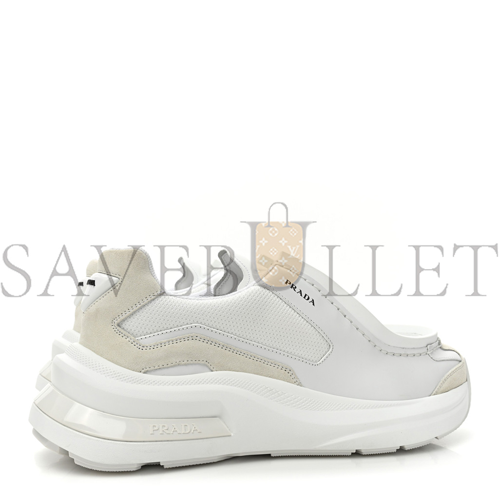 PRADA SPAZZOLATO ROIS BIKE FABRIC MENS SNEAKERS 10 WHITE PRADA SPAZZOLATO ROIS BIKE FABRIC MENS SNEAKERS 10 WHITE