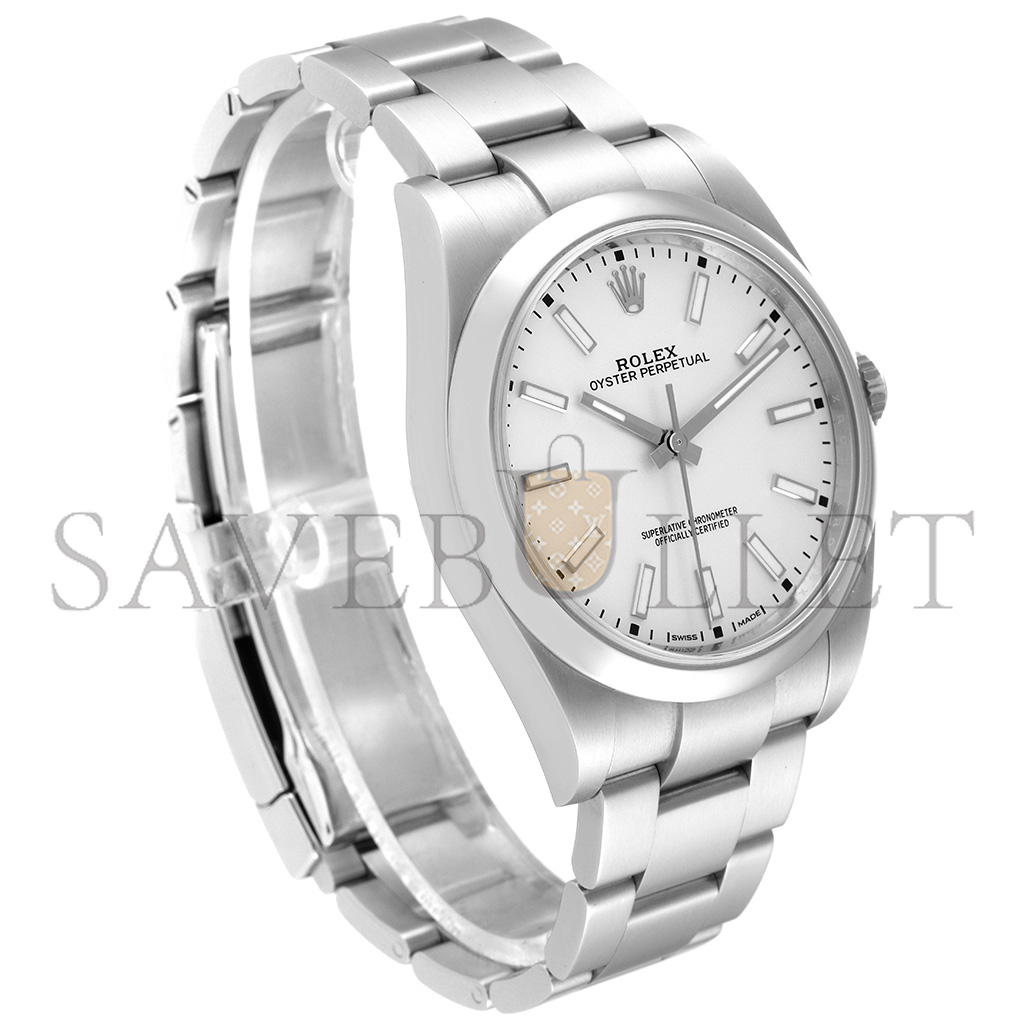 ROLEX OYSTER PERPETUAL SILVER DIAL STEEL 39MM WATCH 114300