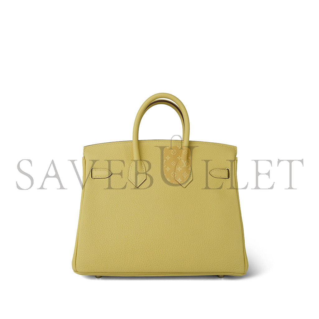 HERMES BIRKIN 25 TOGO LEATHER LEMON YELLOW SILVER BUCKLE BAG H028369CK1Z (25*20*13cm)