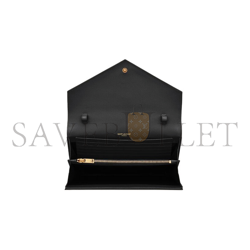 YSL CLASSIC CASSANDRE CHAIN WALLET IN GRAIN DE POUDRE LEATHER 377828BOW011000 (22.5*14*4cm)