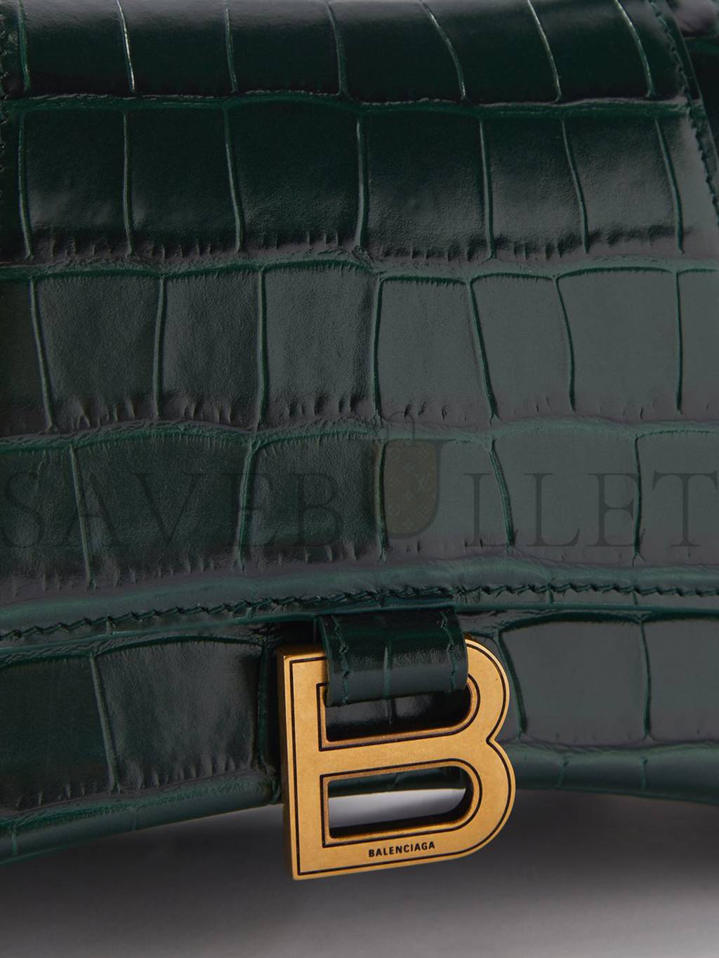 BALENCIAGA GREEN HOURGLASS S CROCODILE-EFFECT LEATHER BAG  MATCHESFASHION US (22.5*15*10cm)