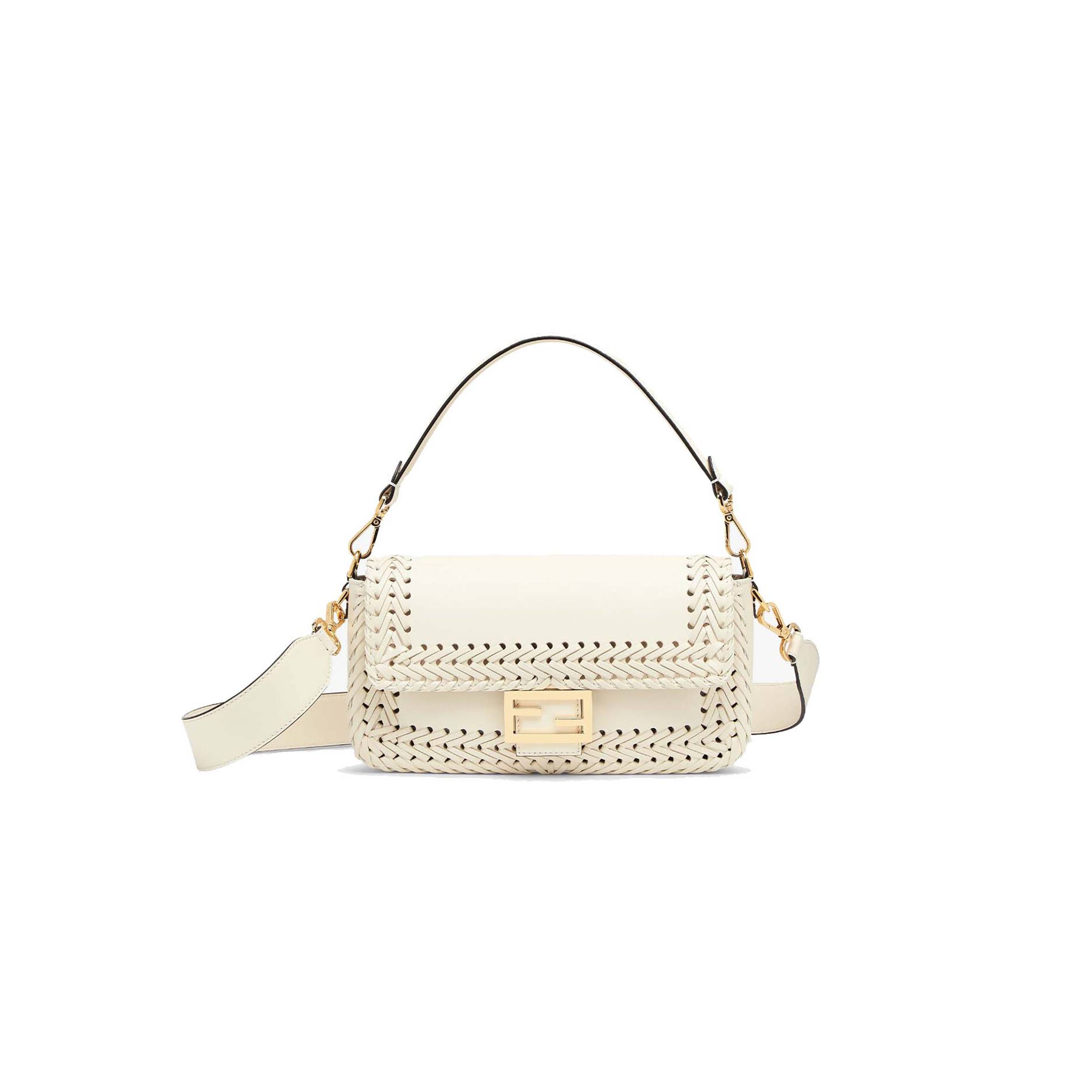 FENDI BAGUETTE - WHITE LEATHER BAG 8BR600AHWDF0K7E (27*15*6cm) FENDI BAGUETTE - WHITE LEATHER BAG 8BR600AHWDF0K7E (27*15*6cm)