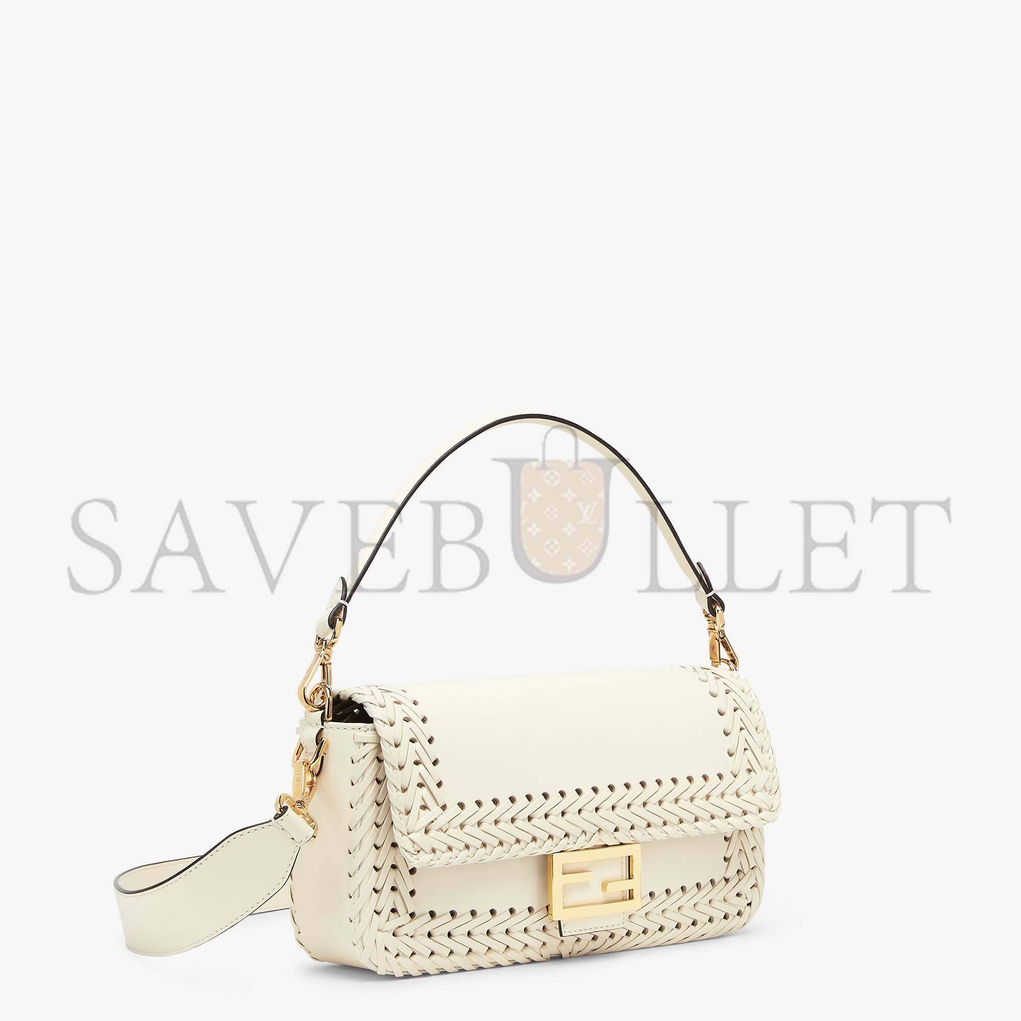FENDI BAGUETTE - WHITE LEATHER BAG 8BR600AHWDF0K7E (27*15*6cm) FENDI BAGUETTE - WHITE LEATHER BAG 8BR600AHWDF0K7E (27*15*6cm)