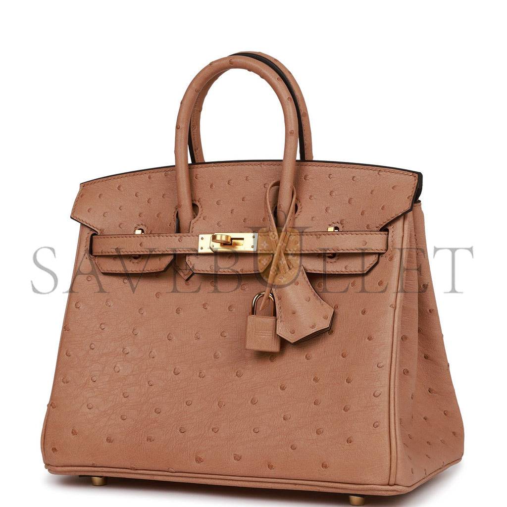 HERMES BIRKIN 25 CHAI OSTRICH GOLD HARDWARE (25cm)