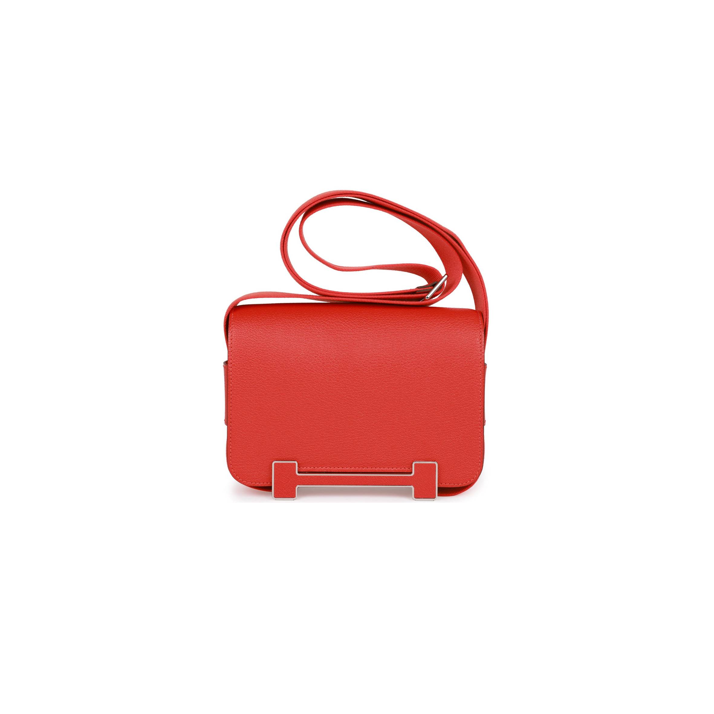 HERMES GETA CAPUCINE CHEVRE PALLADIUM HARDWARE (20.3*14*6.4cm) HERMES GETA CAPUCINE CHEVRE PALLADIUM HARDWARE (20.3*14*6.4cm)