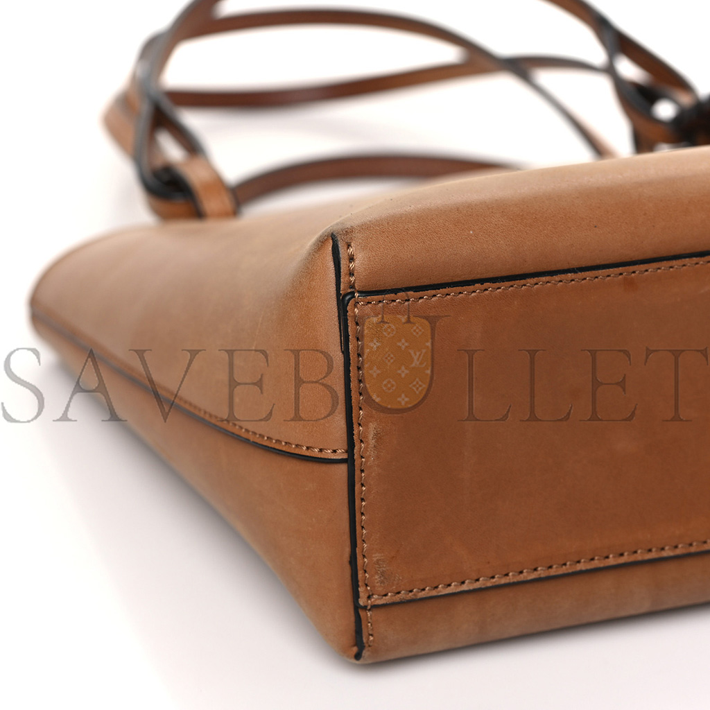 LOEWE CALFSKIN DOUBLE HANDLE SQUARE TOTE CAMEL CAPRI BLUE (22*21*10cm) LOEWE CALFSKIN DOUBLE HANDLE SQUARE TOTE CAMEL CAPRI BLUE (22*21*10cm)