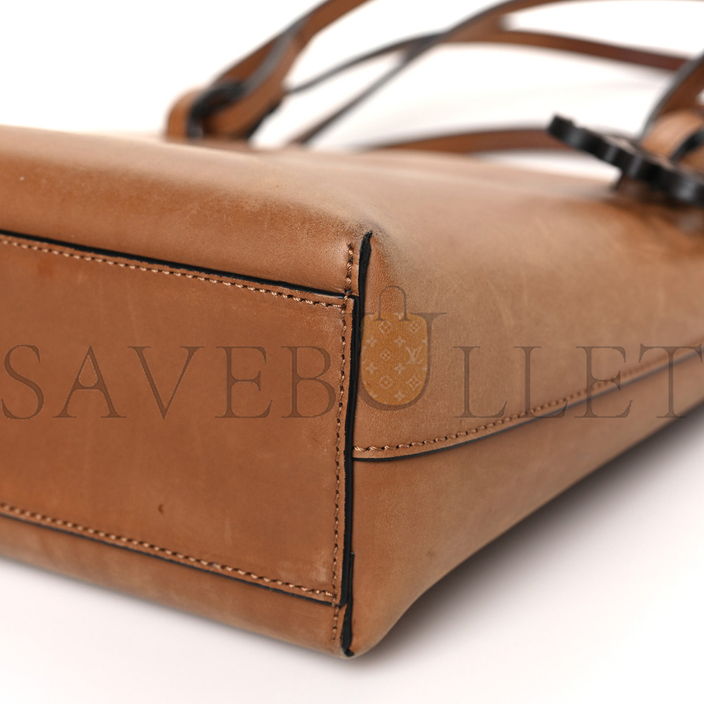 LOEWE CALFSKIN DOUBLE HANDLE SQUARE TOTE CAMEL CAPRI BLUE (22*21*10cm) LOEWE CALFSKIN DOUBLE HANDLE SQUARE TOTE CAMEL CAPRI BLUE (22*21*10cm)