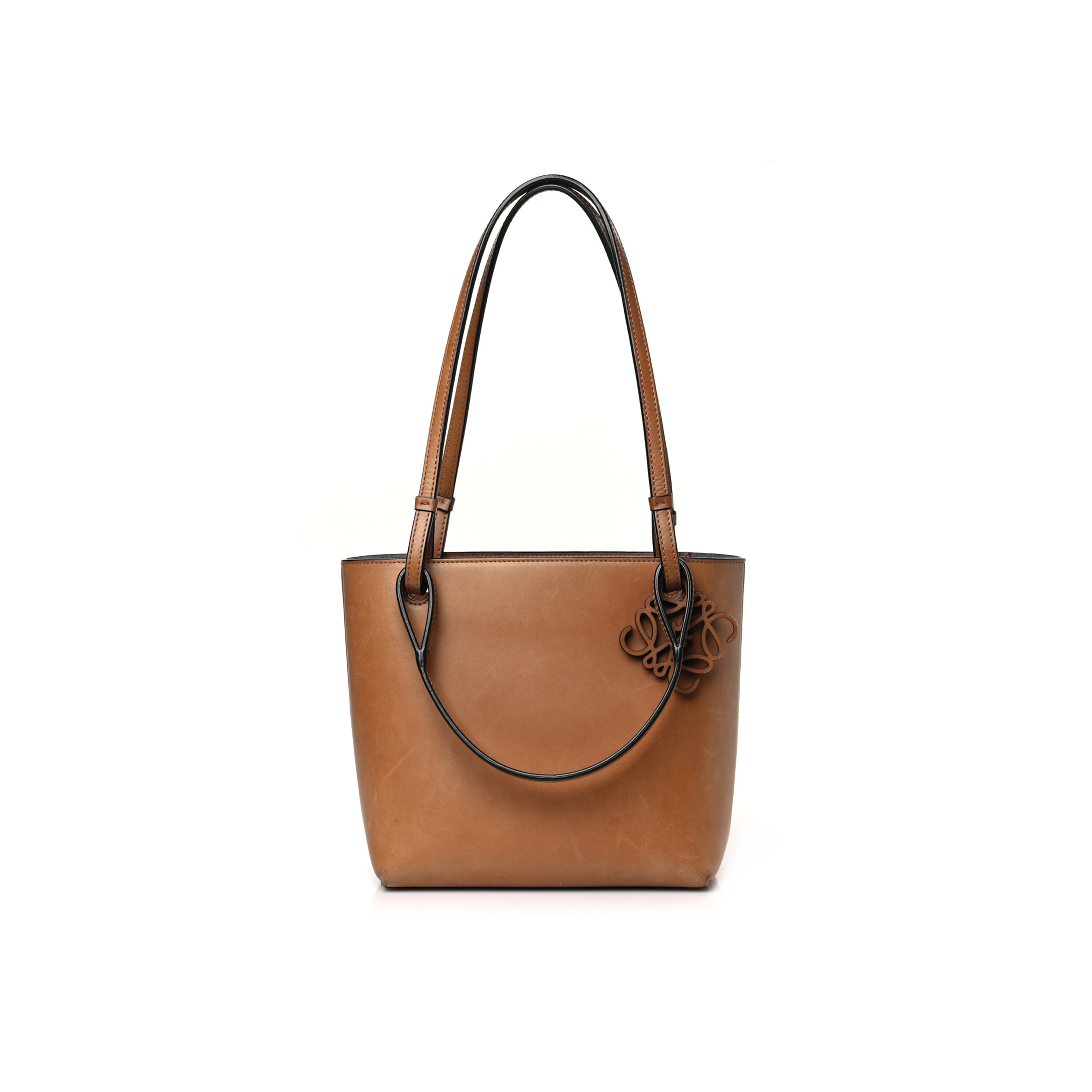 LOEWE CALFSKIN DOUBLE HANDLE SQUARE TOTE CAMEL CAPRI BLUE (22*21*10cm) LOEWE CALFSKIN DOUBLE HANDLE SQUARE TOTE CAMEL CAPRI BLUE (22*21*10cm)