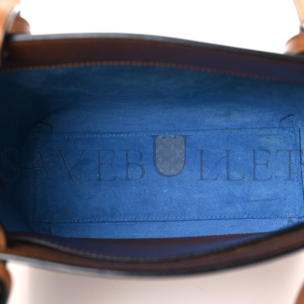 LOEWE CALFSKIN DOUBLE HANDLE SQUARE TOTE CAMEL CAPRI BLUE (22*21*10cm) LOEWE CALFSKIN DOUBLE HANDLE SQUARE TOTE CAMEL CAPRI BLUE (22*21*10cm)