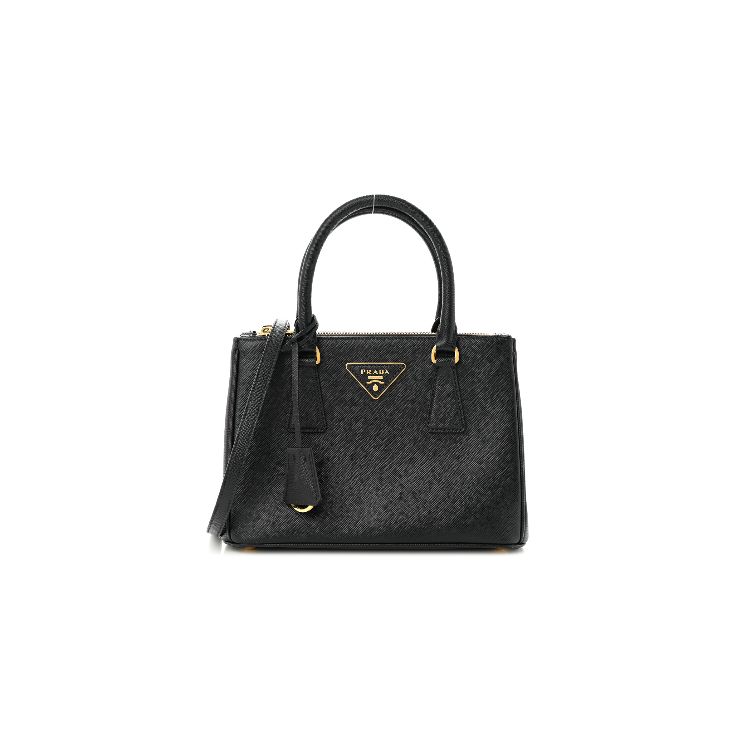 PRADA SAFFIANO MINI GALLERIA DOUBLE ZIP TOTE BLACK (24*17*11cm) PRADA SAFFIANO MINI GALLERIA DOUBLE ZIP TOTE BLACK (24*17*11cm)