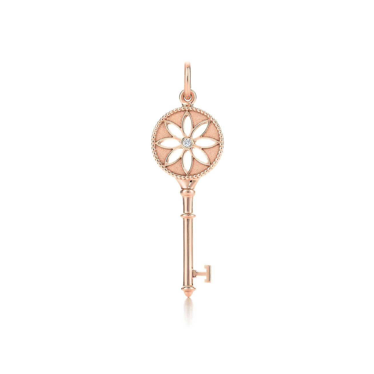 TIFFANY KEYS DAISY KEY IN ROSE GOLD WITH A DIAMOND, 1.5 TIFFANY KEYS DAISY KEY IN ROSE GOLD WITH A DIAMOND, 1.5