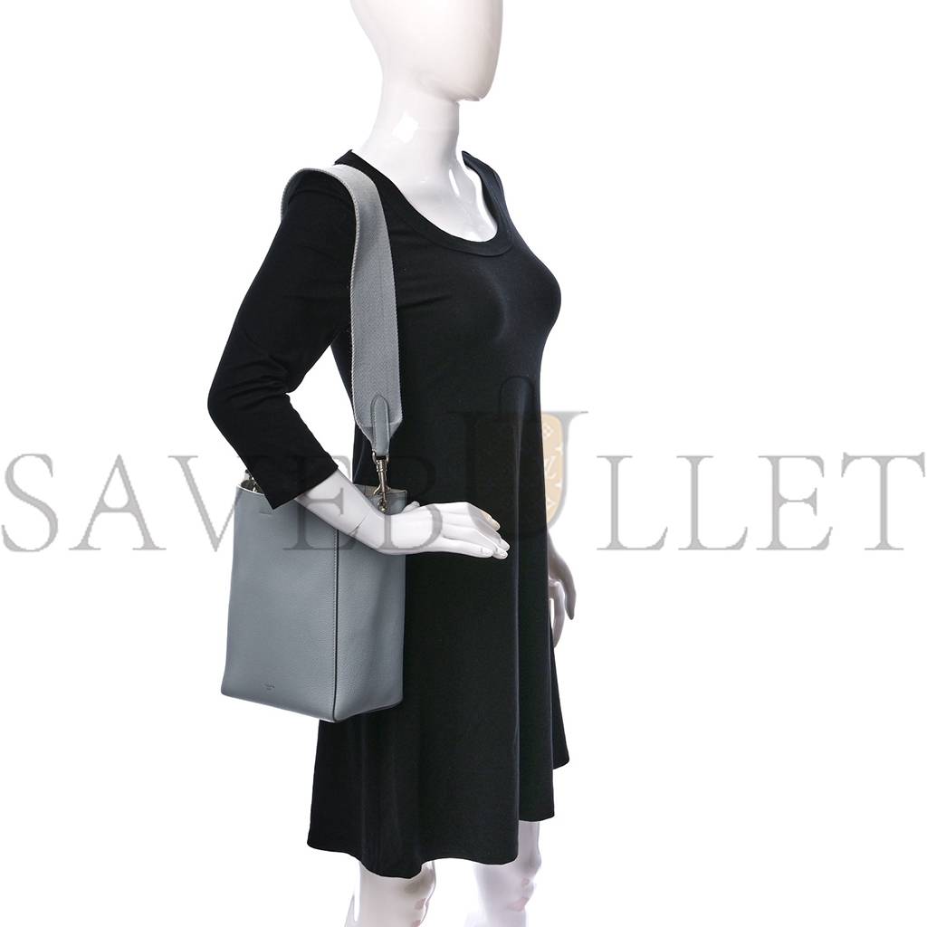 CELINE SOFT GRAINED CALFSKIN SMALL SANGLE BUCKET BAG GREY (24*18*12cm) CELINE SOFT GRAINED CALFSKIN SMALL SANGLE BUCKET BAG GREY (24*18*12cm)