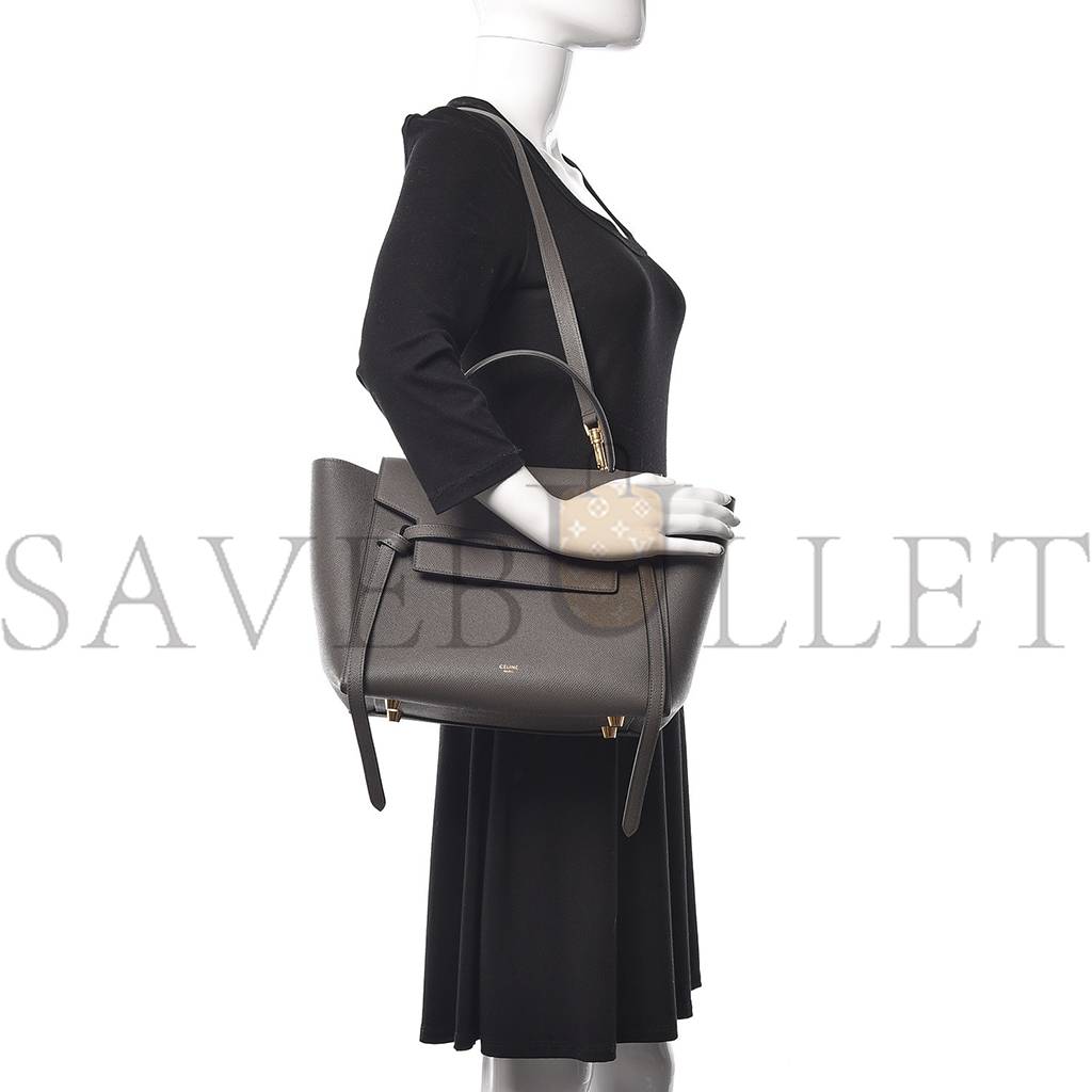 CELINE GRAINED CALFSKIN MINI BELT BAG GREY (28*22*17cm) CELINE GRAINED CALFSKIN MINI BELT BAG GREY (28*22*17cm)