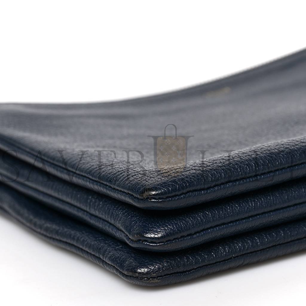 CELINE GOATSKIN LARGE TRIO CROSSBODY BAG DARK BLUE (24*18*3cm) CELINE GOATSKIN LARGE TRIO CROSSBODY BAG DARK BLUE (24*18*3cm)