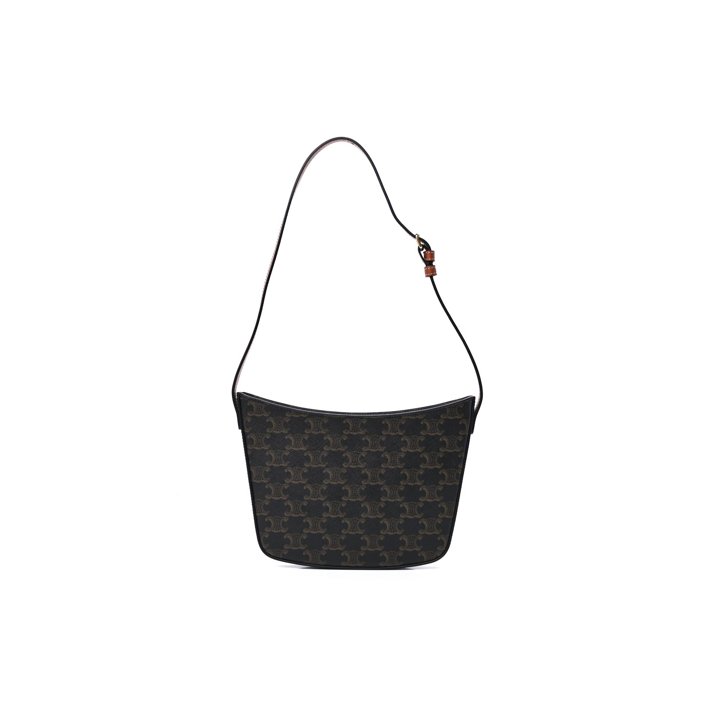 CELINE TRIOMPHE CANVAS CALFSKIN MEDIUM CROQUE BAG TAN (20*16*3cm) CELINE TRIOMPHE CANVAS CALFSKIN MEDIUM CROQUE BAG TAN (20*16*3cm)