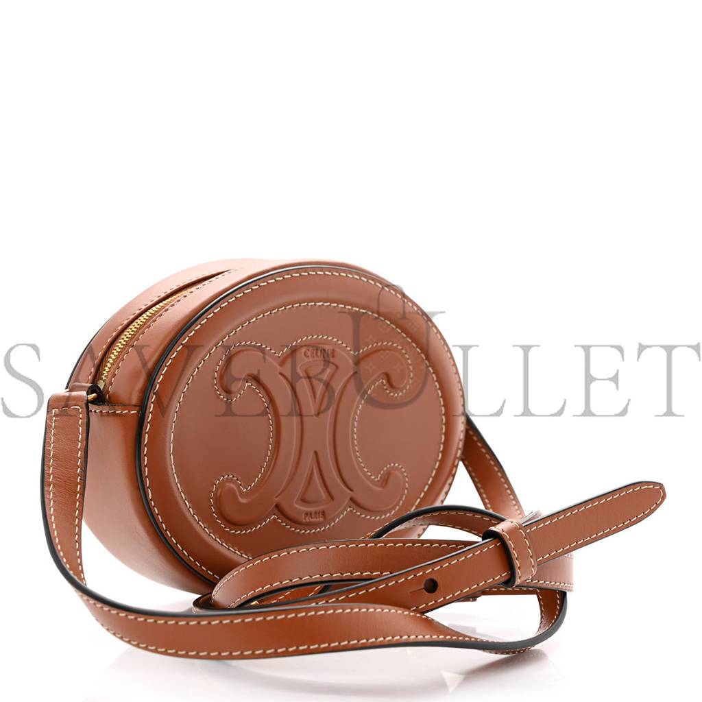 CELINE SMOOTH CALFSKIN CUIR TRIOMPHE OVAL CROSSBODY PURSE TAN (16*12*4cm) CELINE SMOOTH CALFSKIN CUIR TRIOMPHE OVAL CROSSBODY PURSE TAN (16*12*4cm)