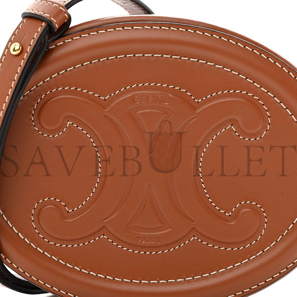 CELINE SMOOTH CALFSKIN CUIR TRIOMPHE OVAL CROSSBODY PURSE TAN (16*12*4cm) CELINE SMOOTH CALFSKIN CUIR TRIOMPHE OVAL CROSSBODY PURSE TAN (16*12*4cm)