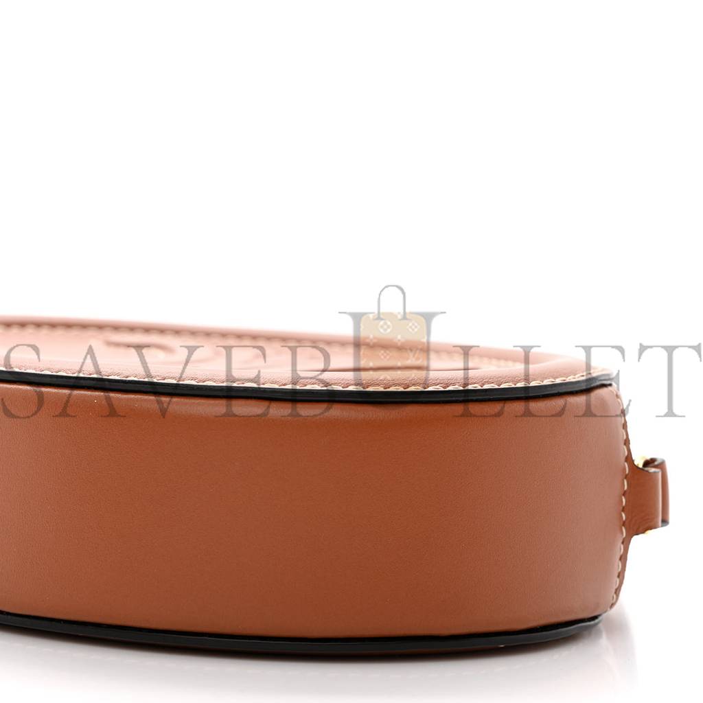 CELINE SMOOTH CALFSKIN CUIR TRIOMPHE OVAL CROSSBODY PURSE TAN (16*12*4cm) CELINE SMOOTH CALFSKIN CUIR TRIOMPHE OVAL CROSSBODY PURSE TAN (16*12*4cm)