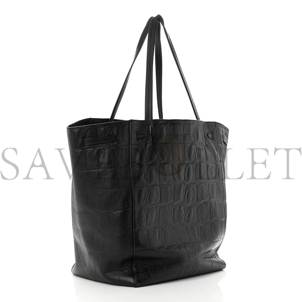 CELINE CROCODILE EMBOSSED CALFSKIN MEDIUM BELT CABAS PHANTOM BLACK (34*28*20cm) CELINE CROCODILE EMBOSSED CALFSKIN MEDIUM BELT CABAS PHANTOM BLACK (34*28*20cm)