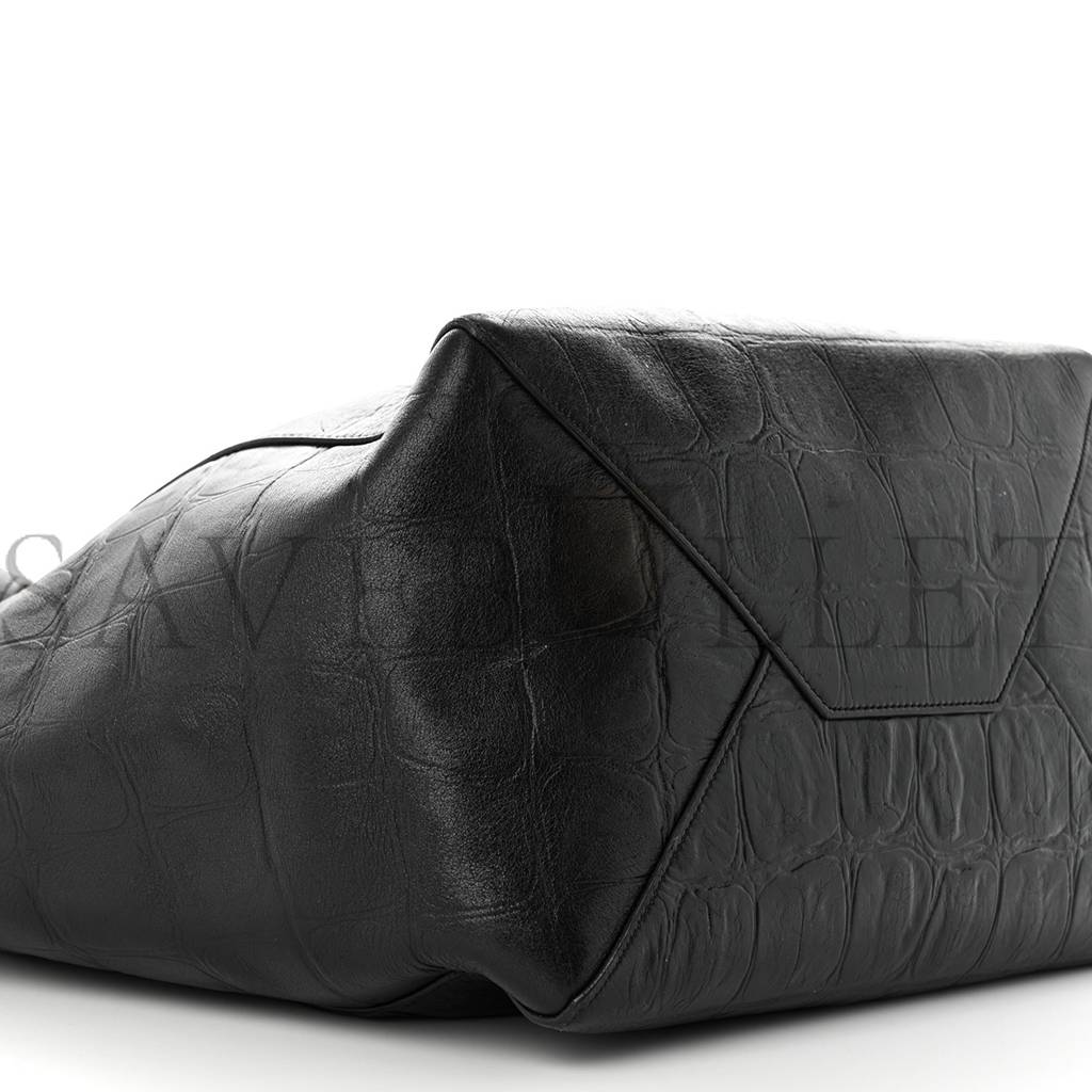 CELINE CROCODILE EMBOSSED CALFSKIN MEDIUM BELT CABAS PHANTOM BLACK (34*28*20cm) CELINE CROCODILE EMBOSSED CALFSKIN MEDIUM BELT CABAS PHANTOM BLACK (34*28*20cm)
