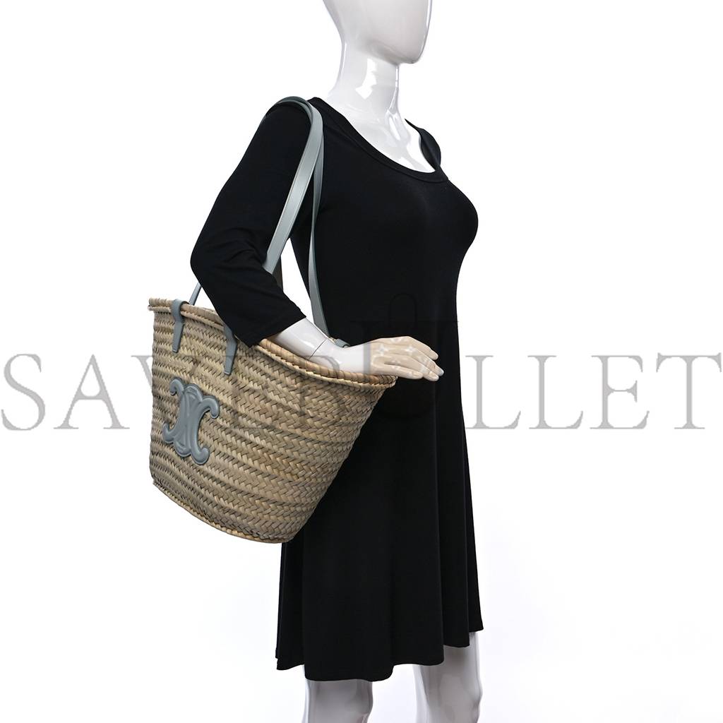 CELINE RAFFIA CALFSKIN TRIOMPHE MEDIUM PANIER SOFT BLUE (25*25*13cm) CELINE RAFFIA CALFSKIN TRIOMPHE MEDIUM PANIER SOFT BLUE (25*25*13cm)