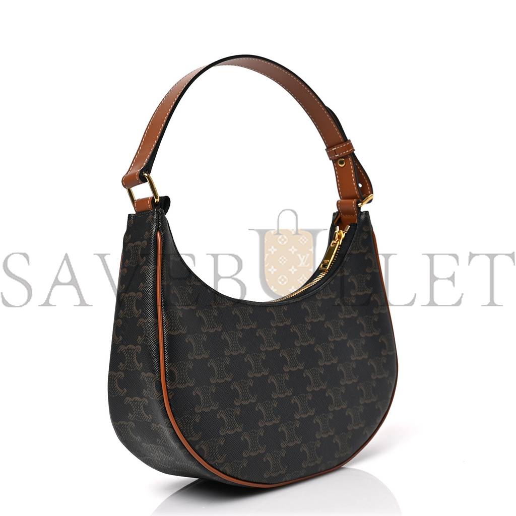 CELINE TRIOMPHE CANVAS CALFSKIN AVA SHOULDER BAG TAN (25*19*7cm) CELINE TRIOMPHE CANVAS CALFSKIN AVA SHOULDER BAG TAN (25*19*7cm)