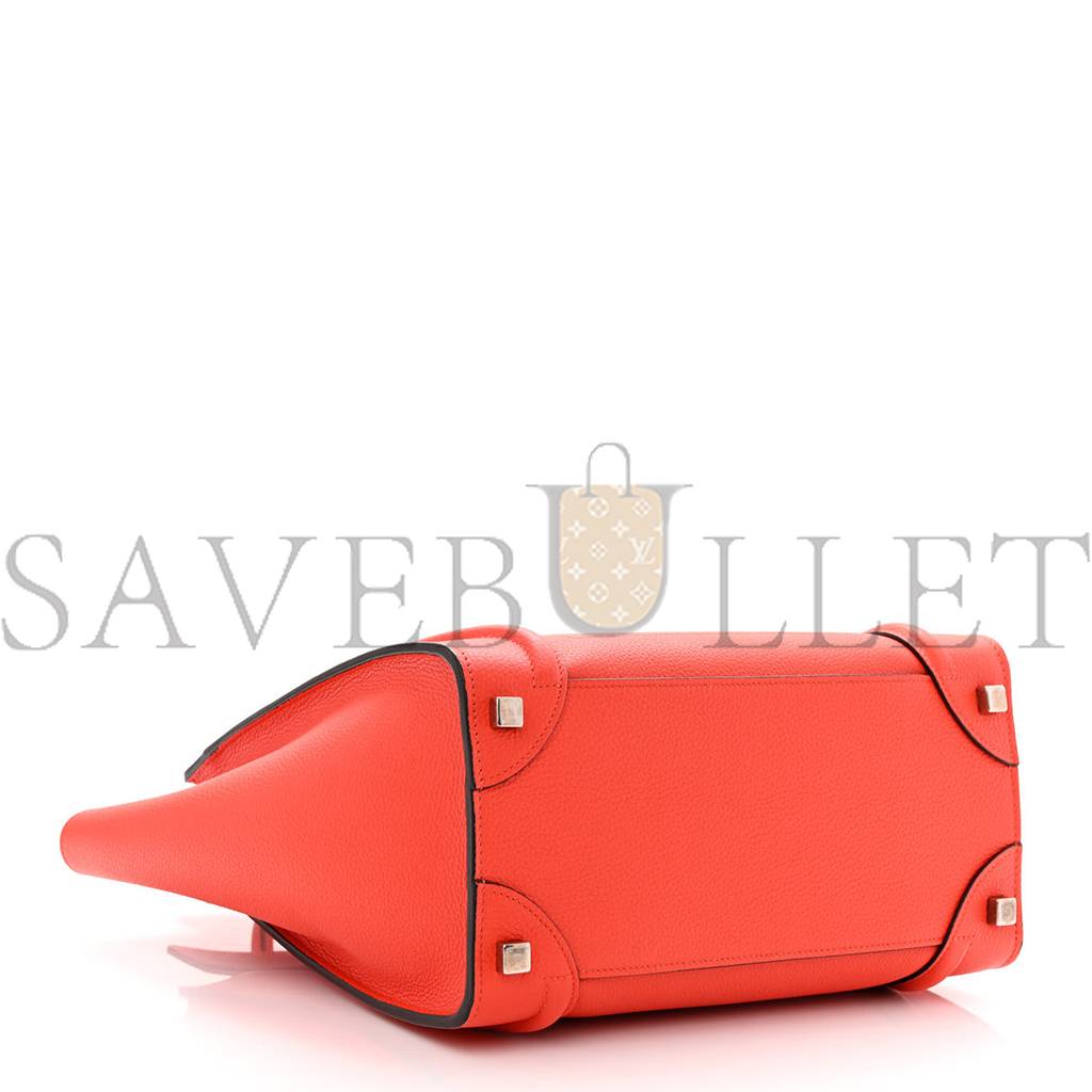 CELINE DRUMMED CALFSKIN MICRO LUGGAGE VERMILLION (27*26*13cm) CELINE DRUMMED CALFSKIN MICRO LUGGAGE VERMILLION (27*26*13cm)