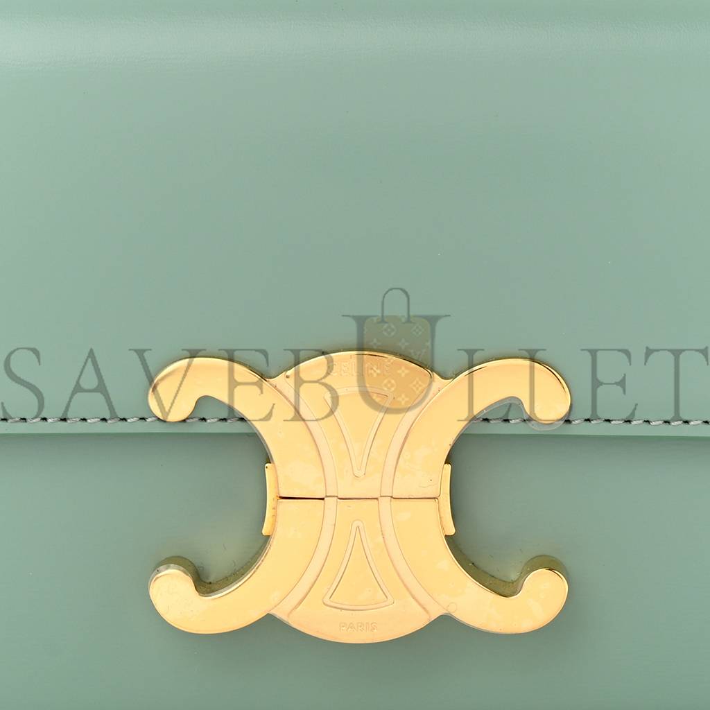CELINE SHINY CALFSKIN TRIOMPHE SHOULDER BAG CELADON (20*12*4cm)