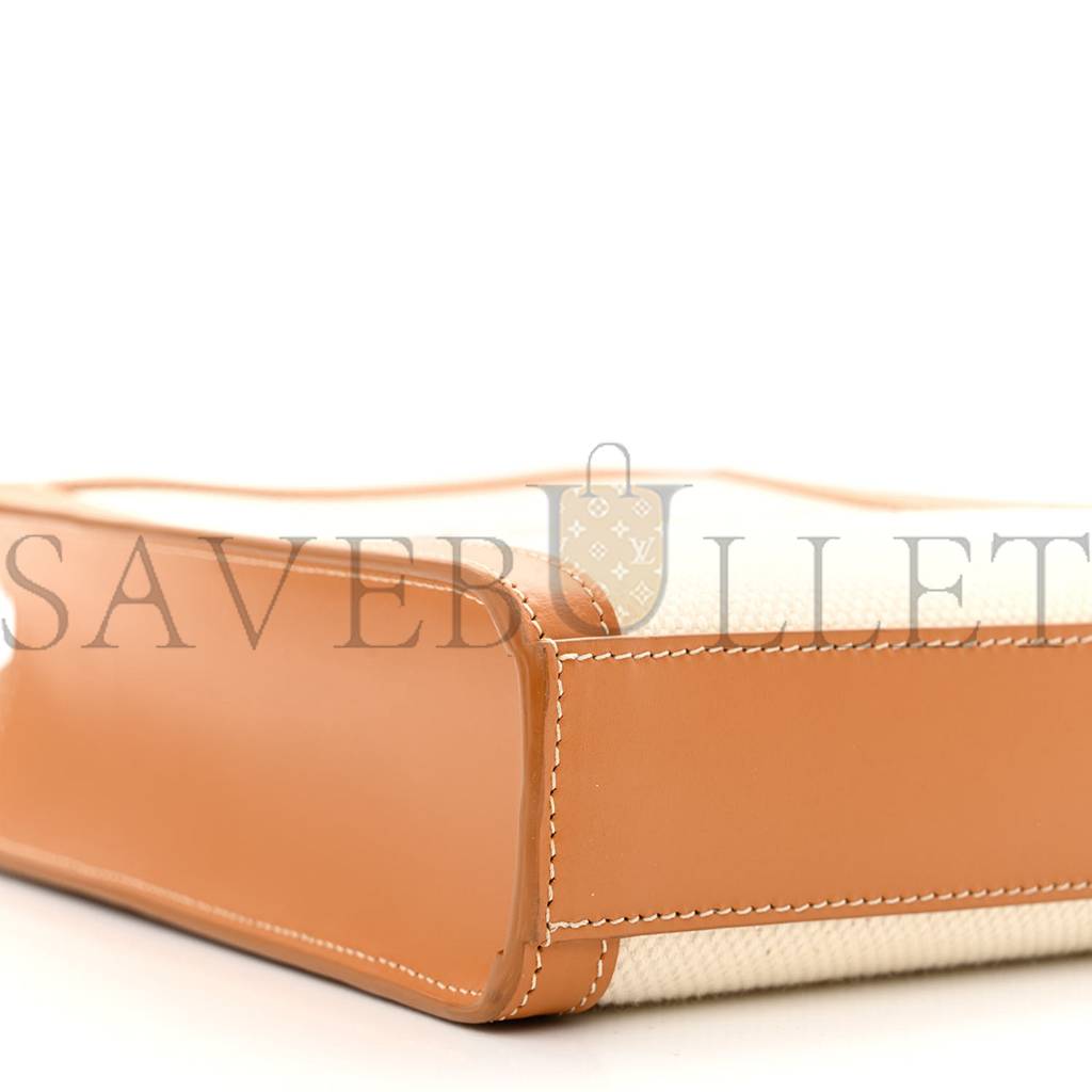 CELINE CANVAS CALFSKIN MINI VERTICAL CABAS NATURAL TAN (20*17*6cm)