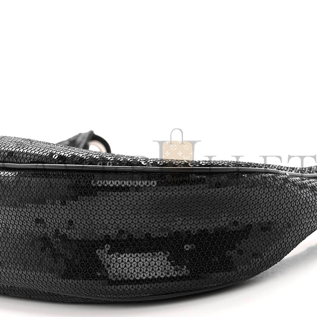 CELINE SEQUIN MEDIUM CHAIN AVA SHOULDER BAG BLACK (25*20*8cm) CELINE SEQUIN MEDIUM CHAIN AVA SHOULDER BAG BLACK (25*20*8cm)