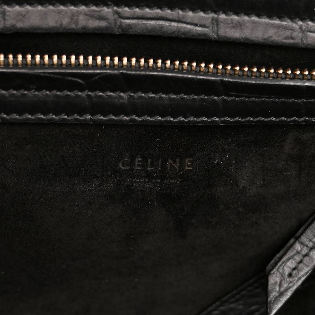 CELINE CROCODILE EMBOSSED CALFSKIN LARGE PHANTOM LUGGAGE BLACK (34*32*25cm)