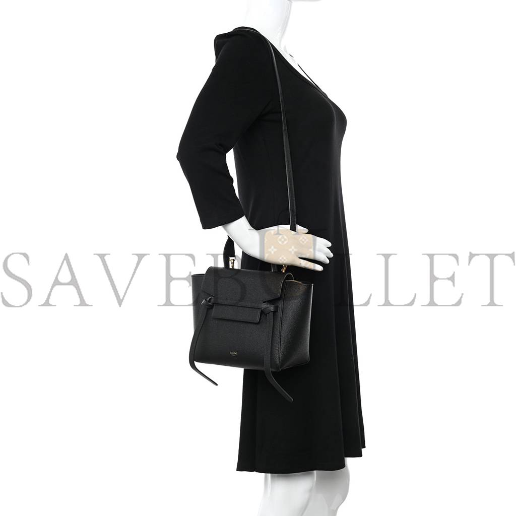 CELINE GRAINED CALFSKIN NANO BELT BAG BLACK (20*15*10cm) CELINE GRAINED CALFSKIN NANO BELT BAG BLACK (20*15*10cm)