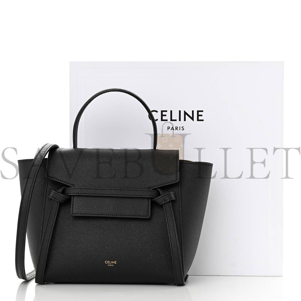 CELINE GRAINED CALFSKIN NANO BELT BAG BLACK (20*15*10cm) CELINE GRAINED CALFSKIN NANO BELT BAG BLACK (20*15*10cm)