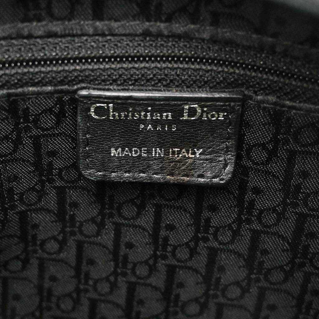 DIOR PATENT CANNAGE STITCHED LARGE LADY DIOR BLACK (32*25*11.4cm)